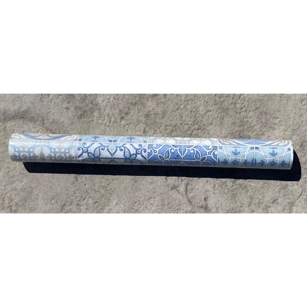 NIP NORWALL Prepasted WALLPAPER 56 SqFt MOROCCAN TILES KE29950 Blue White Vinyl